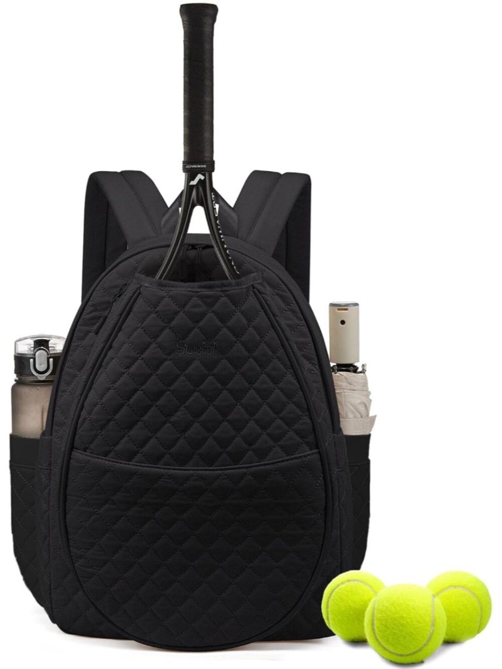 Tennis Bags for Women, Quilted Tennis Racket Bag Backpack for Tennis Racquet, Pi